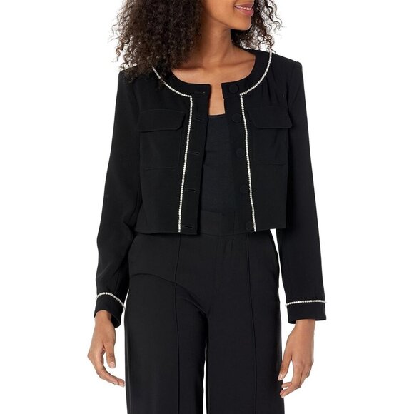 CINQ À SEPT Rina Crystal Rhinstone Cropped Jacket - Picture 2 of 8